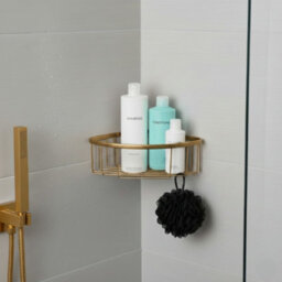 Plum&clay Solid Brass Single Corner Gold Shower Basket - thumbnail 3