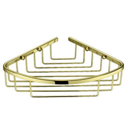 Plum&clay Solid Brass Single Corner Gold Shower Basket - thumbnail 1