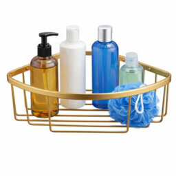 Plum&clay Solid Brass Single Corner Gold Shower Basket - thumbnail 2