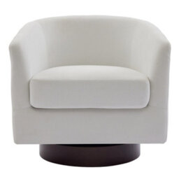 Living And Home White Linen Swivel Accent Chair Armchair - thumbnail 2