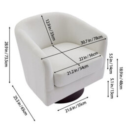 Living And Home White Linen Swivel Accent Chair Armchair - thumbnail 6