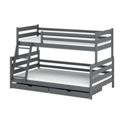 Arte Fami Graphite Wooden Bunk Bed With Drawers - Foam/bonnell Mattresses - 90 X 200 Cm & 120 X 200 Cm - thumbnail 5