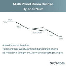 Safetots Premium Multi Panel Room Divider, Up To 259Cm Wide, Grey, 70Cm Tall, Flexible Barrier With Door For Baby And Toddler - thumbnail 3