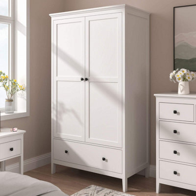Home Source Belle Vue 2 Door Double Wardrobe With Hanging Rail White 180Cm H - image 1