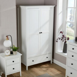 Home Source Belle Vue 2 Door Double Wardrobe With Hanging Rail White 180Cm H - thumbnail 3