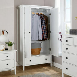 Home Source Belle Vue 2 Door Double Wardrobe With Hanging Rail White 180Cm H - thumbnail 4
