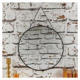 Urbn-Living Black - 30Cm Gold Or Black Round Hanging Wall Mirror - thumbnail 2