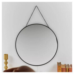Urbn-Living Black - 30Cm Gold Or Black Round Hanging Wall Mirror - thumbnail 3