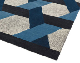 Blue Wool Luxurious Modern Geometric Rug Easy To Clean Living Room And Bedroom-160Cm X 230Cm - thumbnail 2