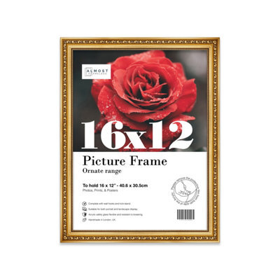 16X12 Gold Ornate Picture Frame (40.6 X 30.5Cm) Poster, Photo, Artwork, Gallery Wall Or Print - image 1