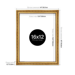 16X12 Gold Ornate Picture Frame (40.6 X 30.5Cm) Poster, Photo, Artwork, Gallery Wall Or Print - thumbnail 2