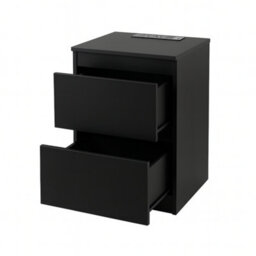 Home Treats Bedside Table Black 2 Drawer Nightstand Table With 2 Uk Plugs Usb A And Usb C Chest Of Drawers 2M Cable - thumbnail 9