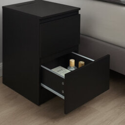 Home Treats Bedside Table Black 2 Drawer Nightstand Table With 2 Uk Plugs Usb A And Usb C Chest Of Drawers 2M Cable - thumbnail 6