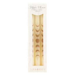 Set Of 3 Off White Moon Phases Taper Candles For Elegant Decor - thumbnail 2