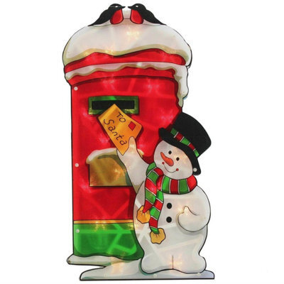 GEEZY The Magic Toy Shop Christmas Silhouette Snowman Post Sign Santa Window Led Lights Festival Decor - image 1
