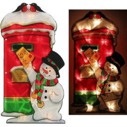 GEEZY The Magic Toy Shop Christmas Silhouette Snowman Post Sign Santa Window Led Lights Festival Decor - thumbnail 3