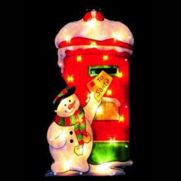 GEEZY The Magic Toy Shop Christmas Silhouette Snowman Post Sign Santa Window Led Lights Festival Decor - thumbnail 2