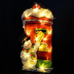 GEEZY The Magic Toy Shop Christmas Silhouette Snowman Post Sign Santa Window Led Lights Festival Decor - thumbnail 6