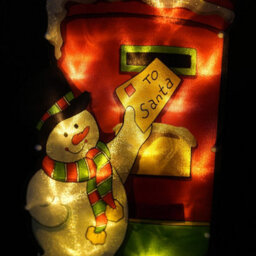 GEEZY The Magic Toy Shop Christmas Silhouette Snowman Post Sign Santa Window Led Lights Festival Decor - thumbnail 5