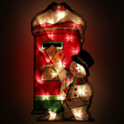 GEEZY The Magic Toy Shop Christmas Silhouette Snowman Post Sign Santa Window Led Lights Festival Decor - thumbnail 4