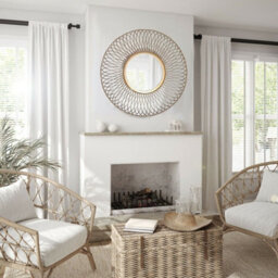Aspect Furniture Juliet Round Accent Mirror,sunburst Design,electrical Gold Plated