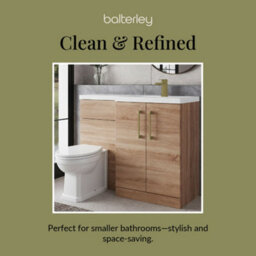 Balterley Right-Hand Bathroom Vanity And Wc Unit Combination With Basin - 1100mm - Woodgrain Light Oak With Brushed Brass Handles - thumbnail 7