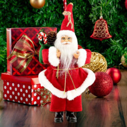 GEEZY The Magic Toy Shop 10 Inches Santa Claus Christmas Figure Standing Hanging Decoration Xmas Ornament Gift - thumbnail 5