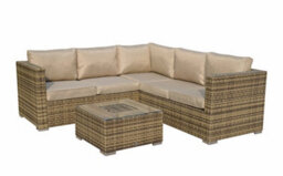 Signature Weave Georgia Wicker Corner Sofa Seat Coffee Table + Ice Bucket Brown - thumbnail 2