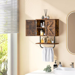 Costway Bathroom Wall Cabinet Wall-Mounted Medicine Cabinet-Coffee - thumbnail 3
