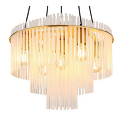 Luminosa Lighting Luminosa Gorley Pendant Ceiling Light Gold Colours Matt Opal Glass Shade 5X E27 - thumbnail 3