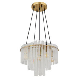 Luminosa Lighting Luminosa Gorley Pendant Ceiling Light Gold Colours Matt Opal Glass Shade 5X E27 - thumbnail 2