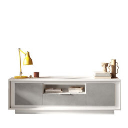 FurniComp LTD Furnicomp Berlin 2 Door 1 Drawer 180Cm Matt White And Concrete Grey Tv Stand - thumbnail 2