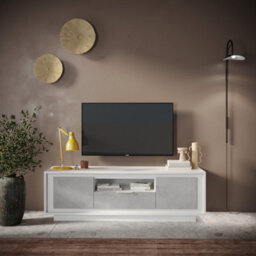 FurniComp LTD Furnicomp Berlin 2 Door 1 Drawer 180Cm Matt White And Concrete Grey Tv Stand - thumbnail 4