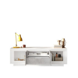 FurniComp LTD Furnicomp Berlin 2 Door 1 Drawer 180Cm Matt White And Concrete Grey Tv Stand - thumbnail 3