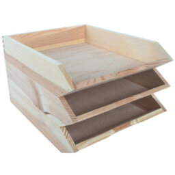 Woodeedoo Set Of 3 Stackable Wooden Letter Tray A4 Document Holder Paper Sorter Desk Tidy Organiser For Office Home 26 X 32 X 6 Cm - thumbnail 9