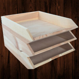 Woodeedoo Set Of 3 Stackable Wooden Letter Tray A4 Document Holder Paper Sorter Desk Tidy Organiser For Office Home 26 X 32 X 6 Cm - thumbnail 1