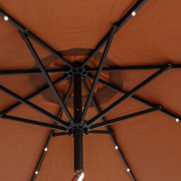 Sundaze Coffee 2.7M  Round Garden Parasol Umbrella Outdoor Patio Solar Led Lights Crank Tilt With Base - thumbnail 7
