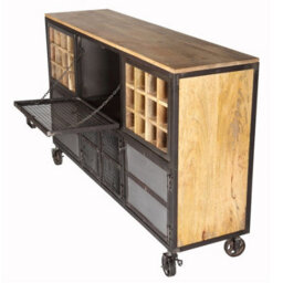 Wyld Haus Hanko Industrial Reclaimed Wood And Metal Wine Storage Cabinet - thumbnail 4
