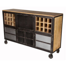 Wyld Haus Hanko Industrial Reclaimed Wood And Metal Wine Storage Cabinet - thumbnail 5