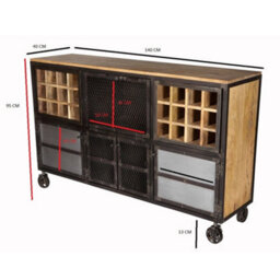 Wyld Haus Hanko Industrial Reclaimed Wood And Metal Wine Storage Cabinet - thumbnail 6