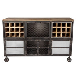 Wyld Haus Hanko Industrial Reclaimed Wood And Metal Wine Storage Cabinet - thumbnail 2