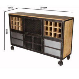 Wyld Haus Hanko Industrial Reclaimed Wood And Metal Wine Storage Cabinet - thumbnail 3