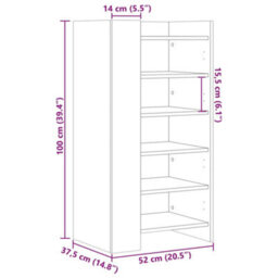 Vidaxl Shoe Cabinet Black 52X37.5X100 Cm Engineered Wood - thumbnail 3