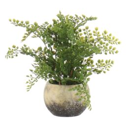 Grey 32Cm Fern Plant Pot With Artificial Fern In Grey Rustic Ceramic Pot - thumbnail 2