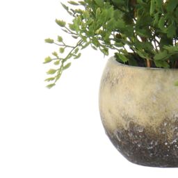 Grey 32Cm Fern Plant Pot With Artificial Fern In Grey Rustic Ceramic Pot - thumbnail 3
