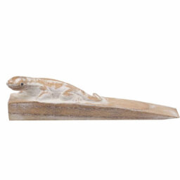 Serenityy Hand Carved Gecko Doorstop, Beige Decorative Wooden Door Stop, Lightweight 70G, Single Pack.