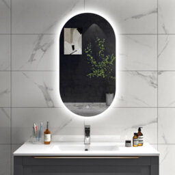 Sline Oval Bathroom Led Mirror 600X900mm With Demister Pad,dimmable White Lights,touch Control,memory Function,ip44 Rated