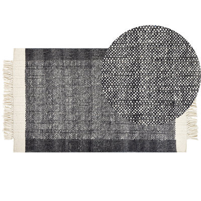 Beliani Rug Atlanti Black 80 X 150 Cm Wool - image 1