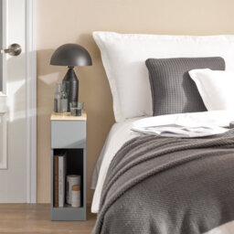 Sobuy Fbt111-Hg, Slim Bedside Table Bedside Cabinet Narrow Side Table Nightstand With Drawer And Shelf For Bedroom, Grey - thumbnail 9