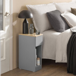 Sobuy Fbt111-Hg, Slim Bedside Table Bedside Cabinet Narrow Side Table Nightstand With Drawer And Shelf For Bedroom, Grey - thumbnail 8